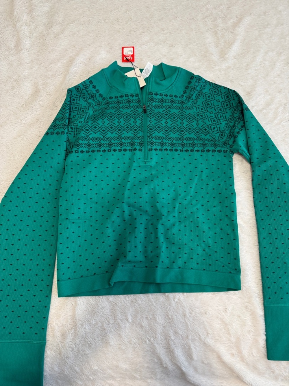 DSG Teal Green Quarter-Zip Patterned Sweater